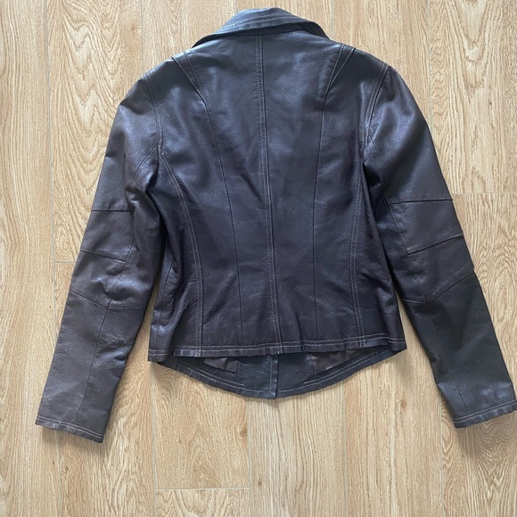 Womens vintage dark brown y2k leather jacket size S - Picture 2 of 3